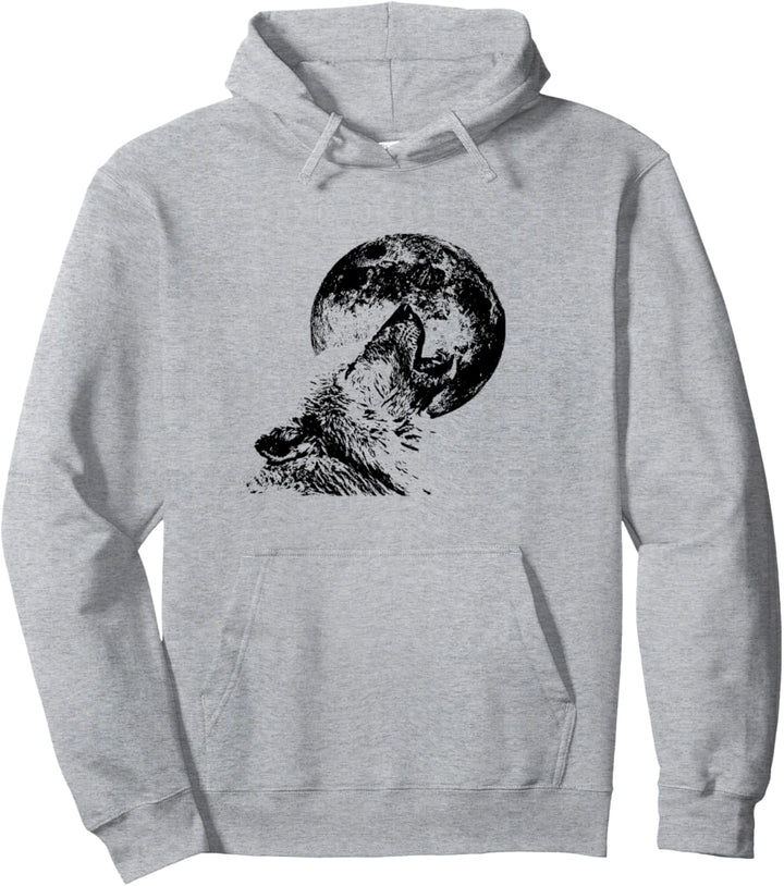 Wolf im Vollmond Motiv Wölfe Lupus Mond Rudel Tiere Raubtier Pullover Hoodie