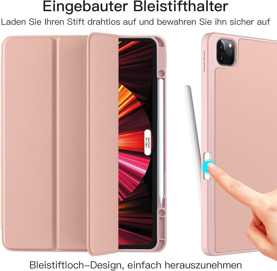 Vobafe Hülle Kompatibel mit iPad Pro 12.9 Hülle 6./5./4./3.Generation, TPU Flexible Rückseite mit St