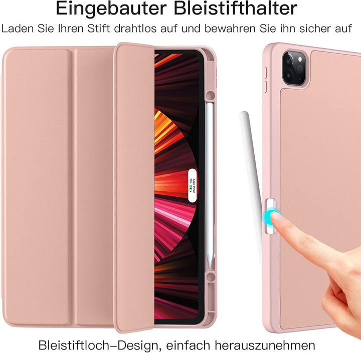 Vobafe Hülle Kompatibel mit iPad Pro 12.9 Hülle 6./5./4./3.Generation, TPU Flexible Rückseite mit St