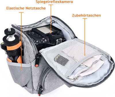 FOSOTO DSLR/SLR-Kameratasche Kamera-Umhängetasche mit Regenabdeckung Kompakte Kameraumhängetasche fü