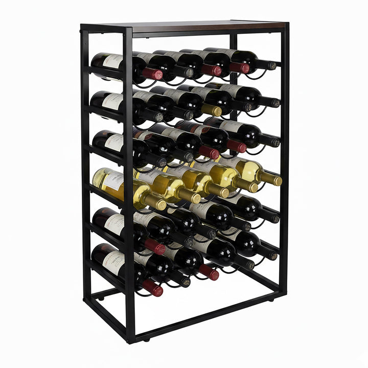 Relaxdays Weinregal, 30 Flaschen, Industrial, HBT: 88 x 59 x 30 cm, Weinhalter stehend, Weinflaschen