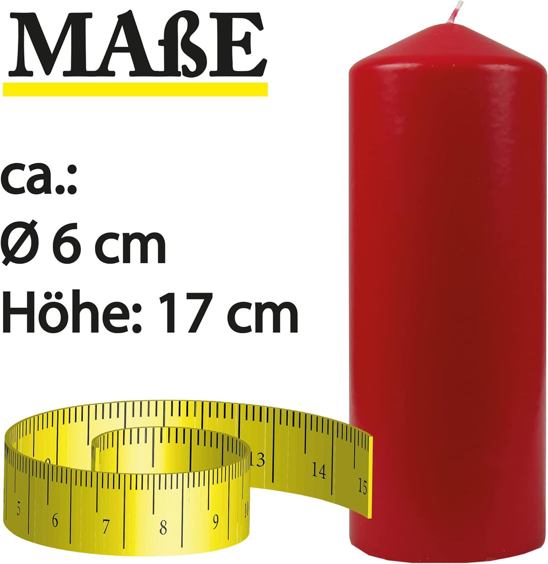 Bestgoodies Stumpenkerzen Wachskerzen Ø6cm x 17cm (8er Pack) Rubinrot - Lange Brenndauer, Hergestell