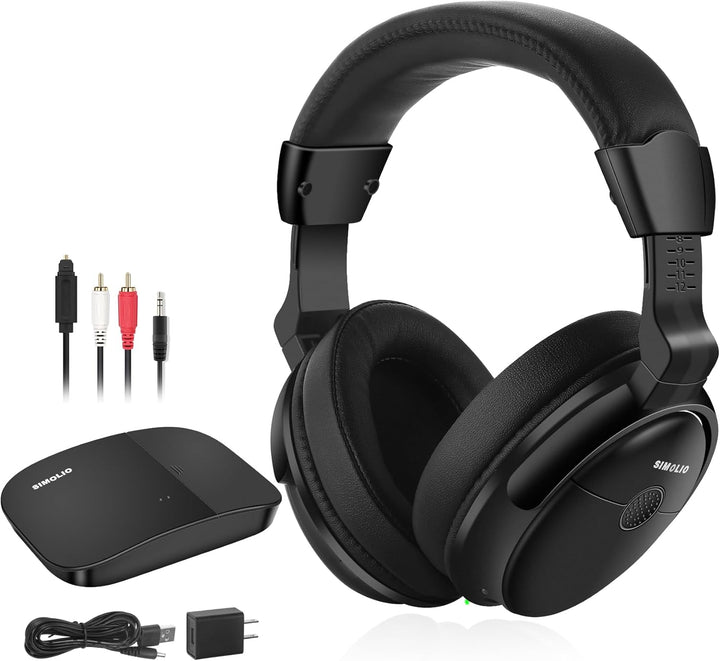 SIMOLIO Digital Funkkopfhörer für Fernseher Kabellos für Senioren, 2.4GHz Kabellose TV Kopfhörer mit