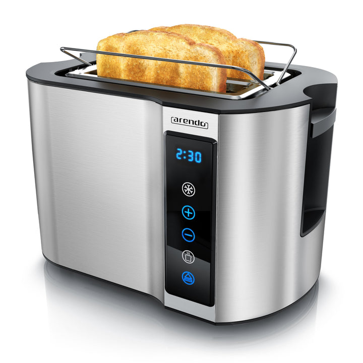 Arendo - Touch Toaster 2 Scheiben Edelstahl - Touchpanel - digital Display Restzeitanzeige - 800 W –