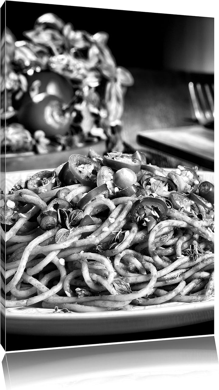 Pixxprint Leckere Spaghetti Italia als Leinwandbild/Grösse: 100x70 / Wandbild/Kunstdruck/fertig besp