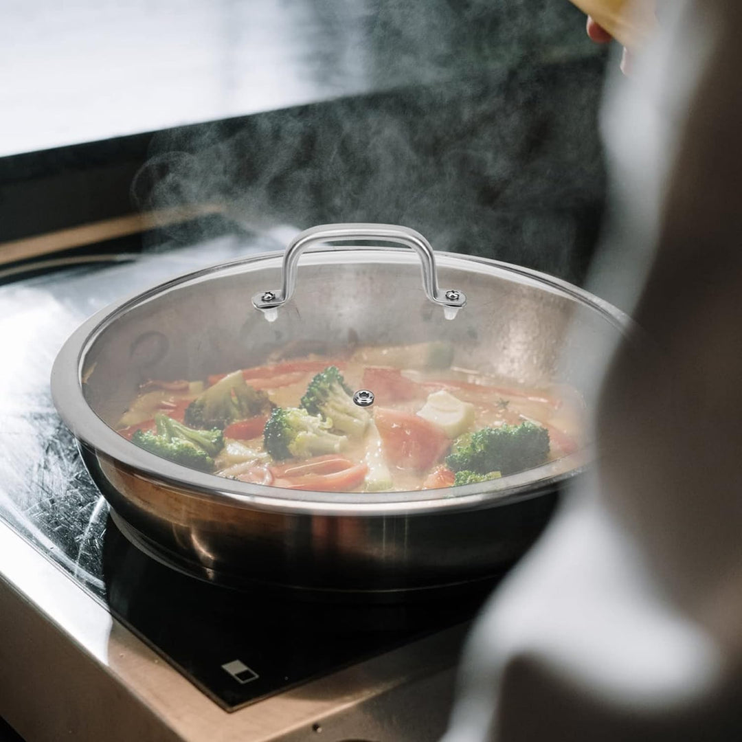 BESTonZON Topfdeckel Pfanne Deckel Edelstahl Bratpfanne Deckel Hitzebeständig Hot Pot Deckel Univers