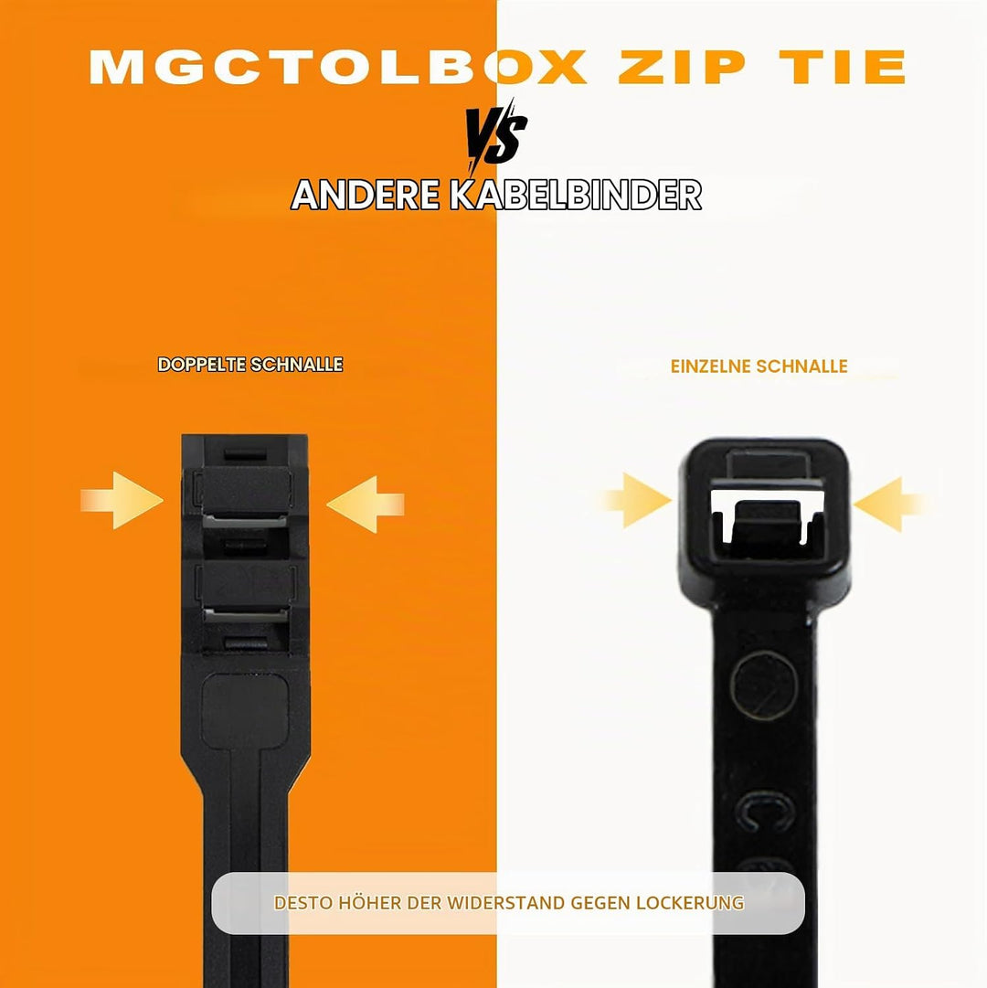 9mm x 360mm Doppelsperre Kabelbinder Lang Set Schwarz 100 Stück Nylon UV Beständig Grosser Kabelbind