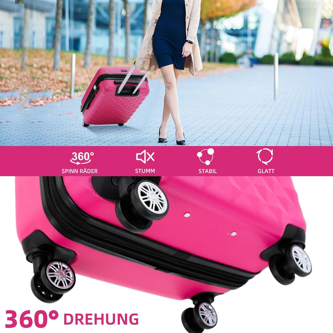 BEIBYE Zwillingsrollen 2066 Hartschale Trolley Koffer Reisekoffer Gepäck M-L-XL-Set (Peach, M) Peach