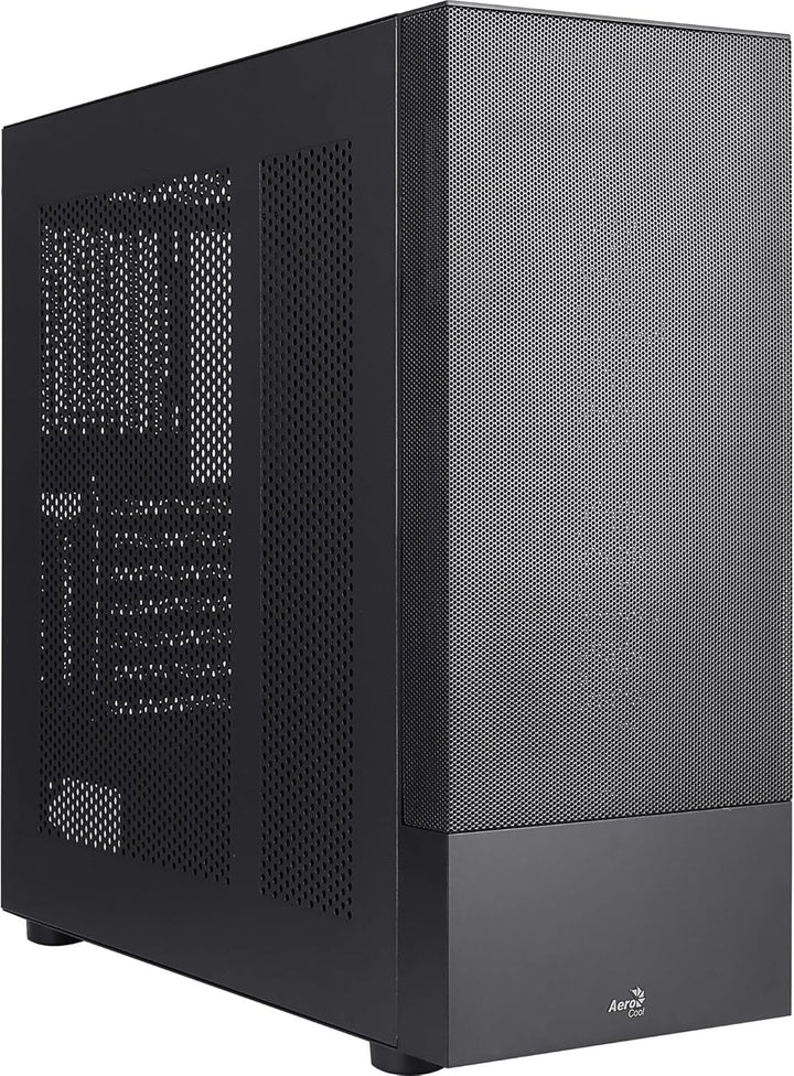 Aerocool CIPHERBKV1, PC ATX-Gehäuse, Vertikale GPU-Halterung, Front Mesh + Seitengitter, Schwarz Sch