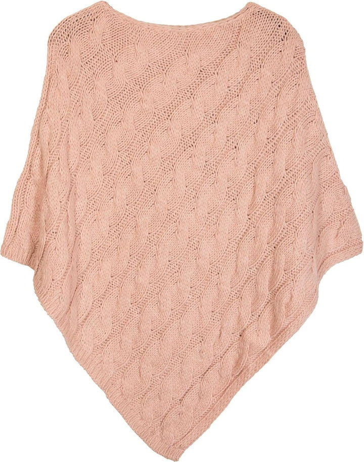 styleBREAKER Strick Poncho mit Zopfmuster, Rundhals Strickponcho, Grobstrick, Damen 08010040 Einheit