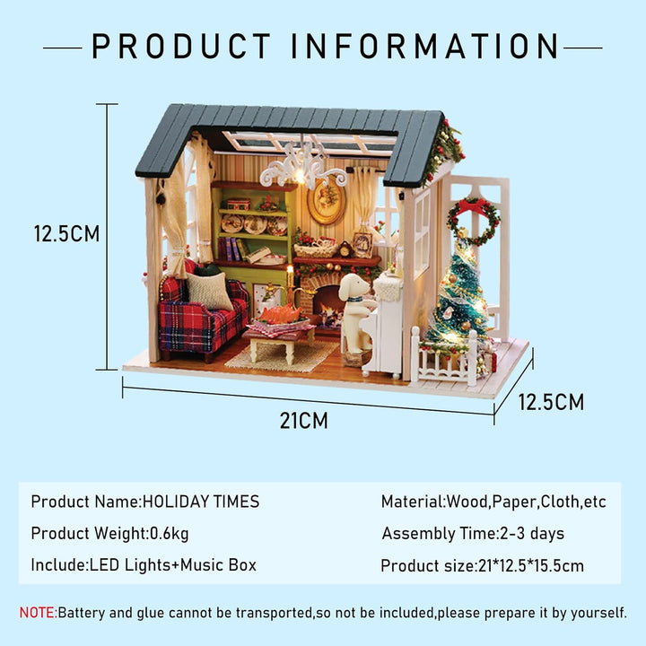 DIY Miniaturhaus-Kits mit Möbeln und LED-Lichtern, CUTEROOM 3D-Holzpuppenhaus-Kits ab 14 Jahren, zum