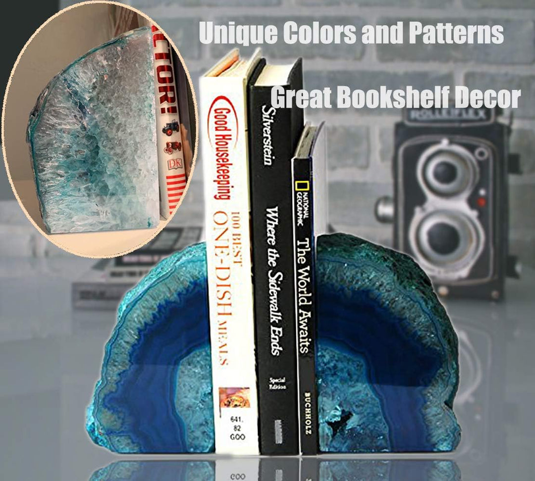 AMOYSTONE Buchstütze, Achat, poliert, robust, mit Gummipuffer 2-3LBS Dyed Teal Dyed Teal 2-3LBS, Dye