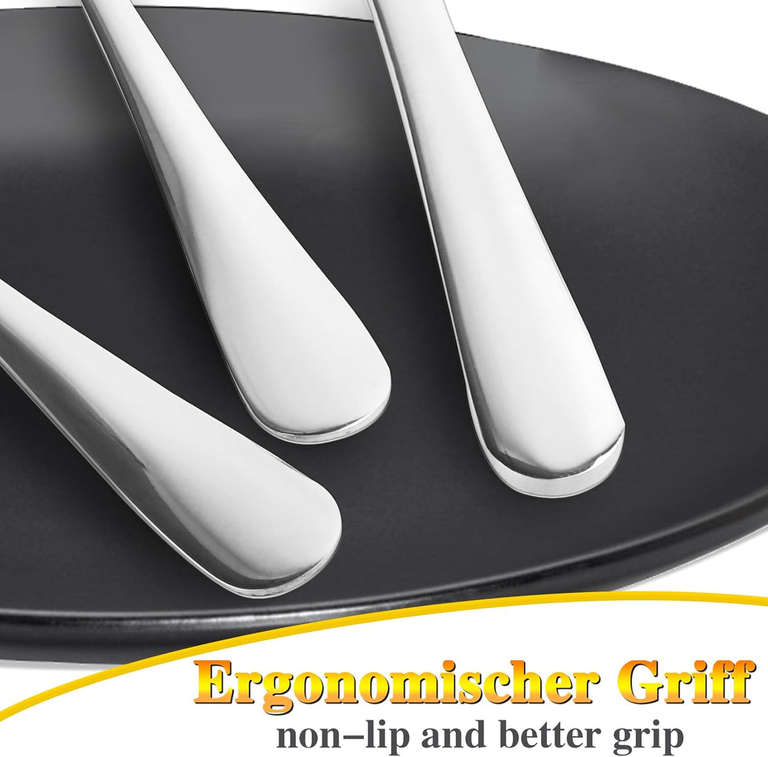 Besteck Set 6 Personen, 30 teilig Cutlery Set inkl. Messer, Gabel, Löffel, Besteckset Spiegelpoliert