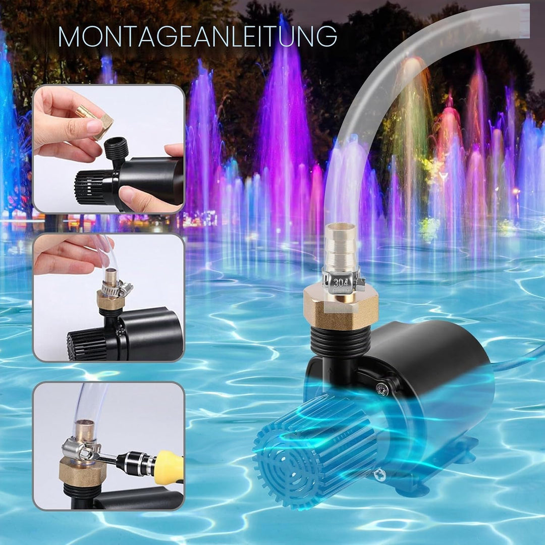 Wasserpumpe 12V, 800l/H 5m Tauchpumpe Brushless Mini Aquarium Pumpe, Springbrunnenpumpe für Teich Ga