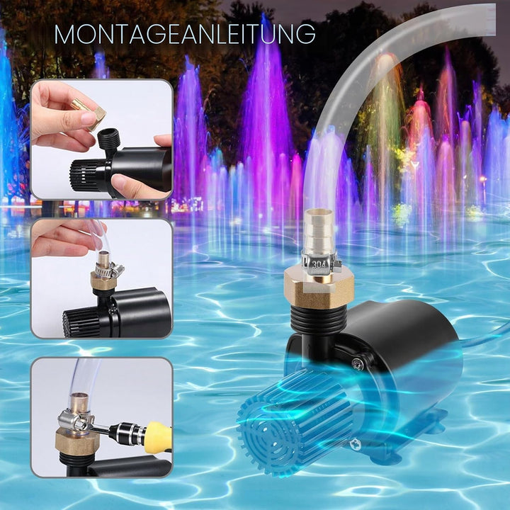 Wasserpumpe 12V, 800l/H 5m Tauchpumpe Brushless Mini Aquarium Pumpe, Springbrunnenpumpe für Teich Ga