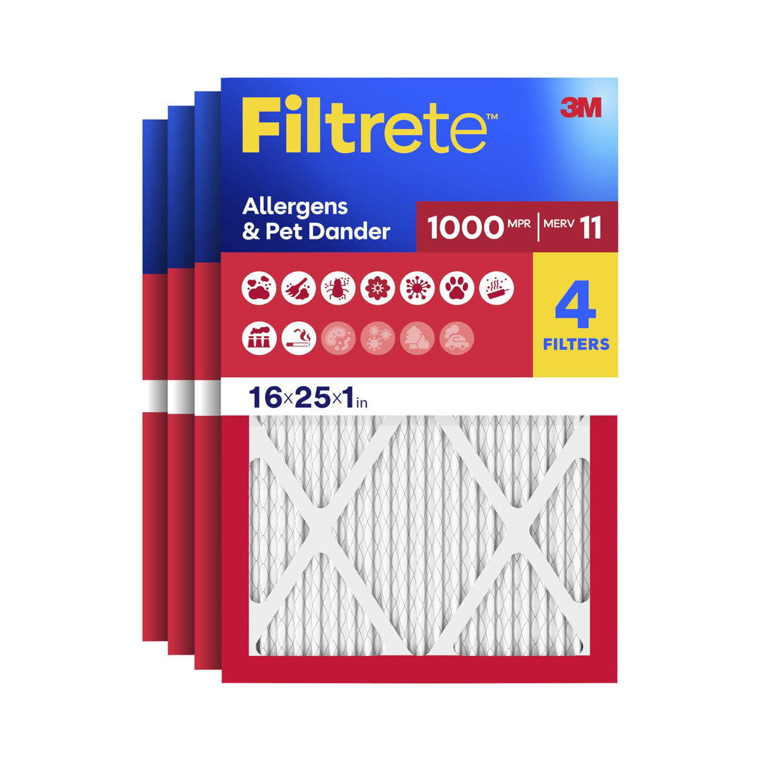 Filtrete 16x25x1, AC Furnace Air Filter MPR 1000 MERV 11, Allergen Defense, 4-Pack (exact dimensions
