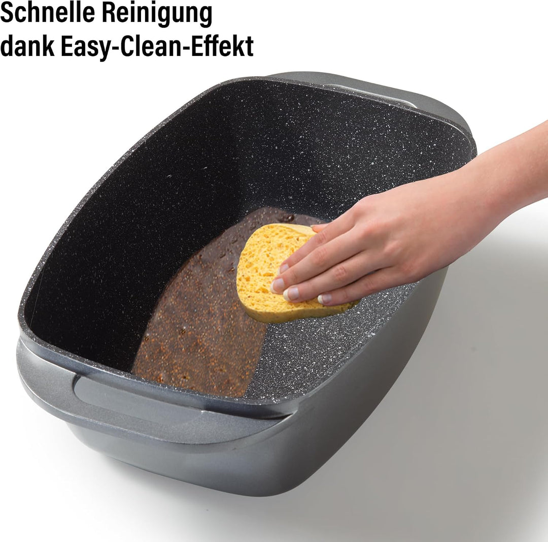 STONELINE Bräter Induktion 43 x 26 cm, 7,8 L, Bräter mit Deckel backofengeeignet, Deckel als Auflauf