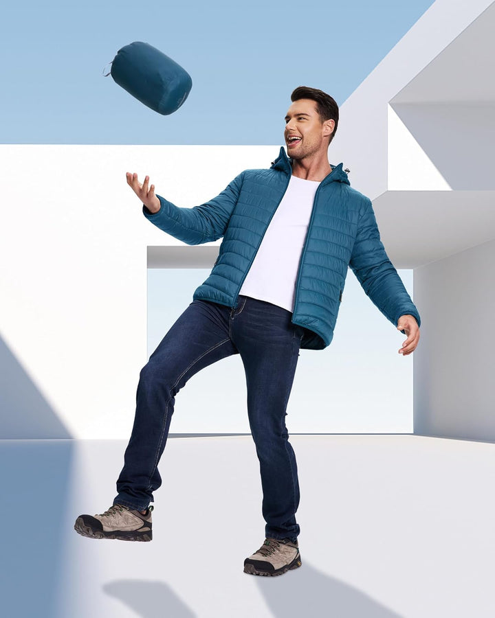 33,000ft Herren Leichte Steppjacke Outdoor Wasserbeständige Übergangsjacke Warme Winterjacke für Män