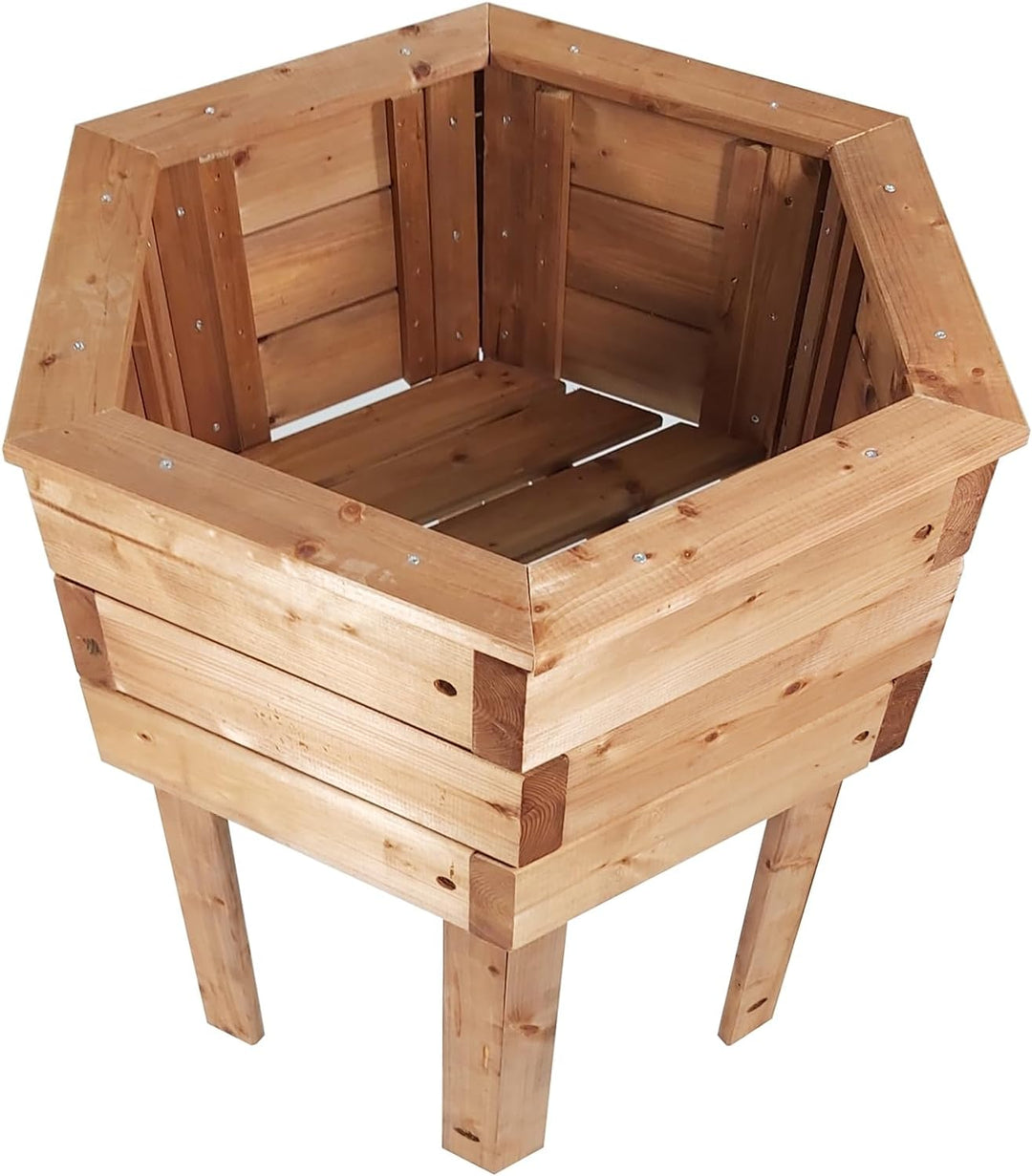 NATIV Hochbeet sechseckig | formschöner Pflanzkasten aus Holz in Wabenform | braun, imprägniert | St