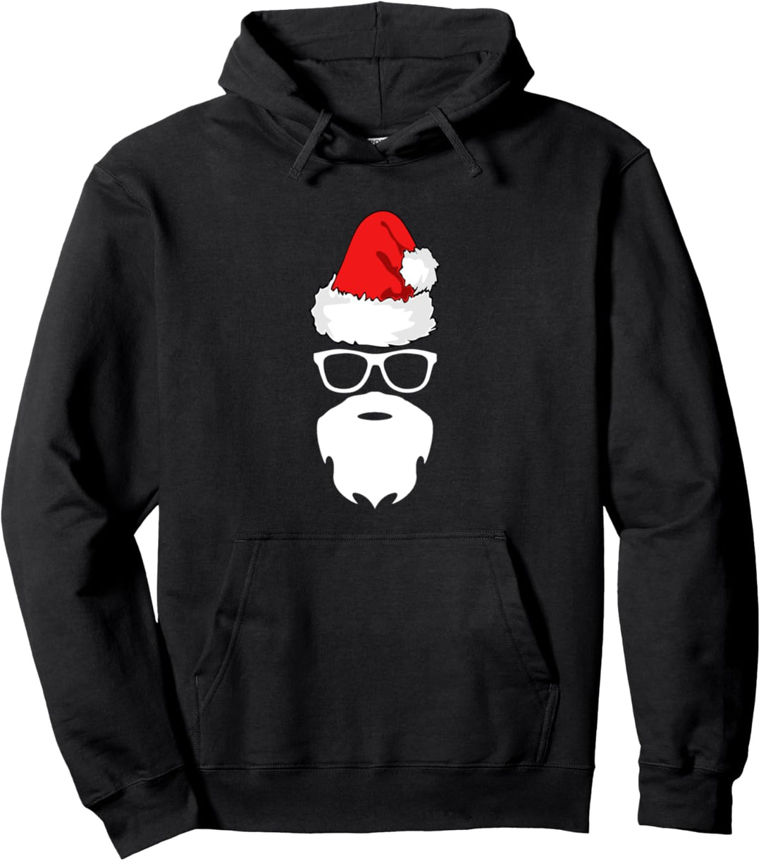 Weihnachtsmann Weihnachtsmütze Bart Sonnenbrille Weihnachts Pullover Hoodie