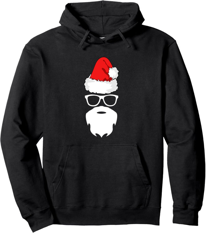 Weihnachtsmann Weihnachtsmütze Bart Sonnenbrille Weihnachts Pullover Hoodie