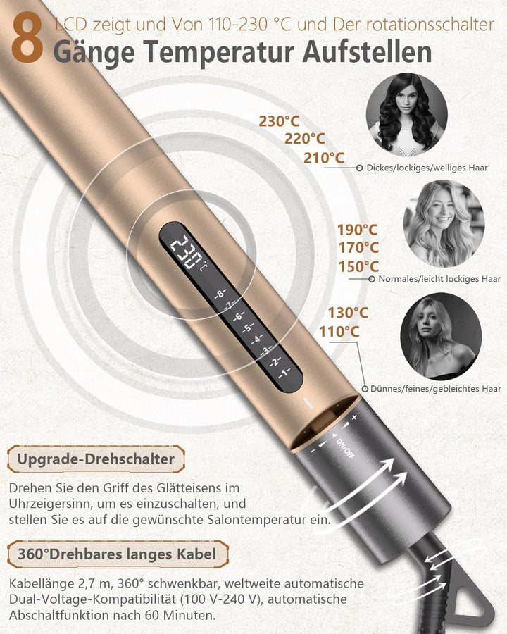 KUSNCA Ionen Glätteisen, 2 IN 1 Haarglätter Locken und Glätten Glatt und Glänzend, 3D-Schwebende Ker
