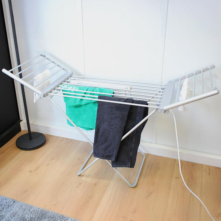 Fishtec - Elektrischer Wäscheständer, faltbar, aus Aluminium – Handtuchtrockner für Badezimmer, behe