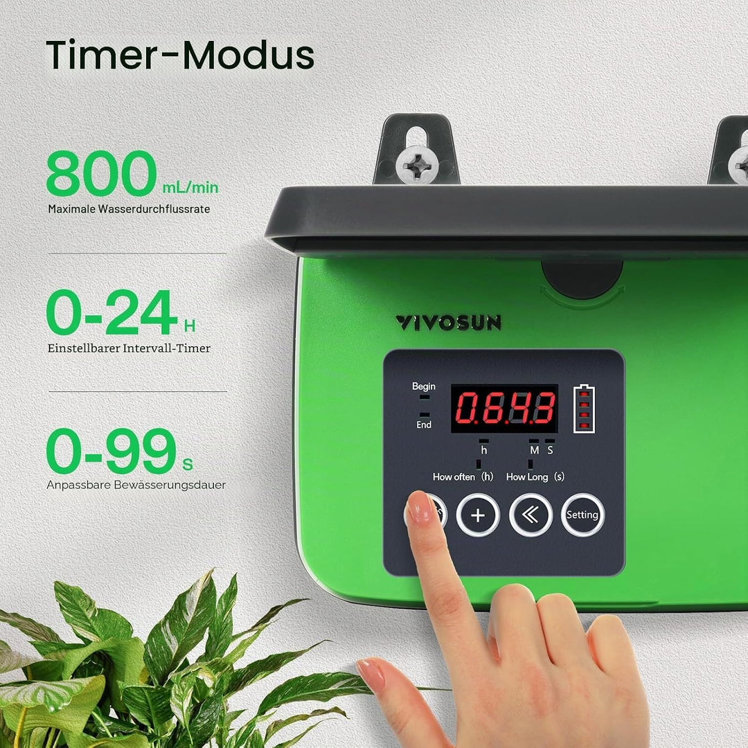VIVOSUN Solar Automatische Tropfbewässerung Set mit Zeituhr, 3W Ausgang, Solarbetriebenes Bewässerun