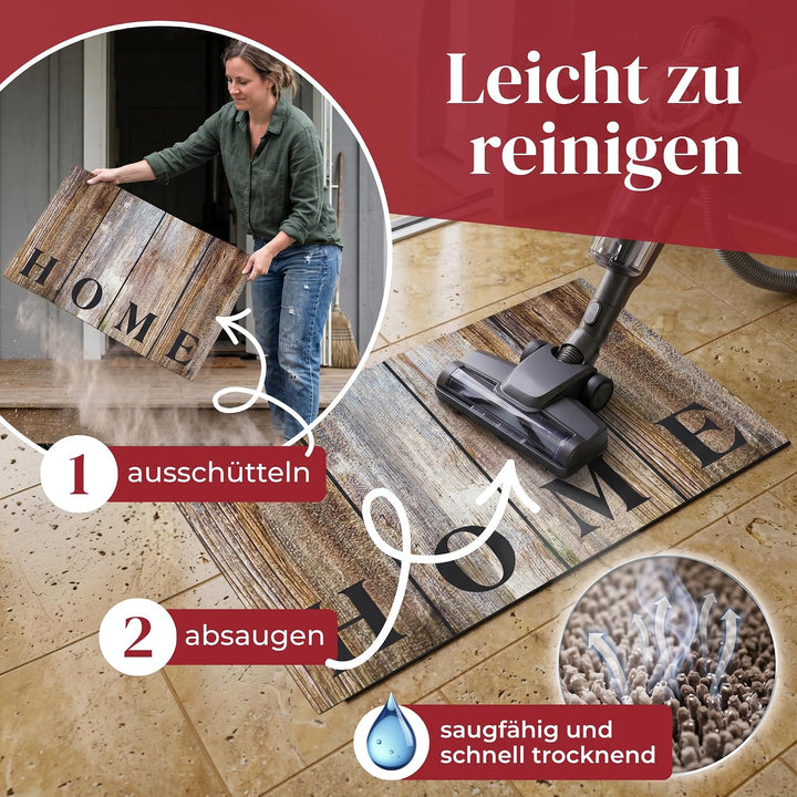 Hochwertige Fussmatte 60x80 cm (Large) – Schmutzfangmatte für Innen &amp; Aussen, rutschfest mit hoher S