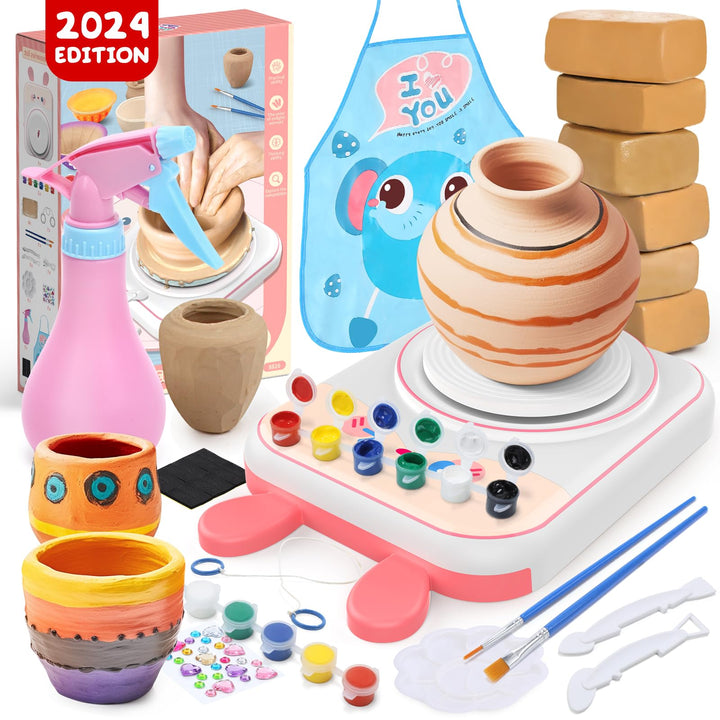 Skirfy Pottery Set for Children, Electric Pottery Wheel for Children, Mini Pottery Wheel with Potter