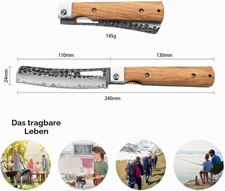 SENBON 440 Geschmiedeter Edelstahl Camping Brot Messer Klinge Sharp japanisches stil Falten Tragbare