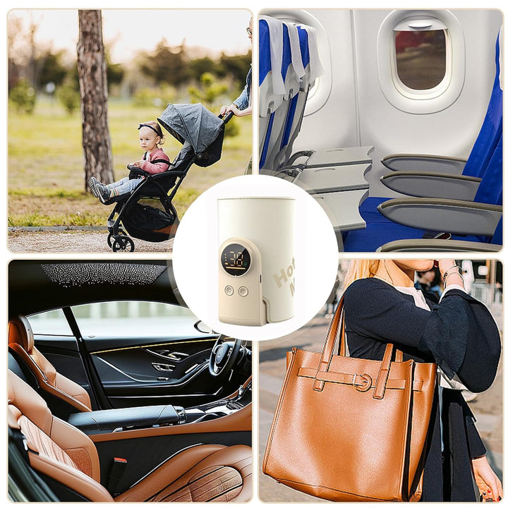 Flaschenwärmer Baby Unterweg 6 Einstellbare Temperatur 38-50℃, Tragbarer Fläschchenwärmer Baby mit L