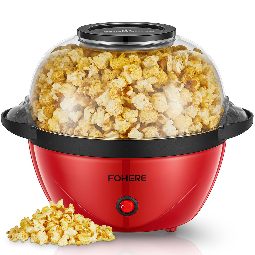 FOHERE Popcornmaschine, 3.5L Popcorn Maker für Zuhause, Elektrische Rühr Popcorn Popper mit Zucker &