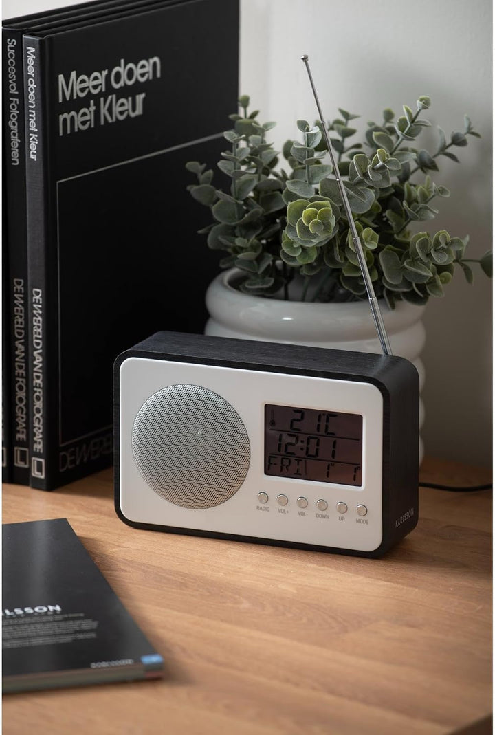 Karlsson Alarm Clock FM Radio Black Veneer