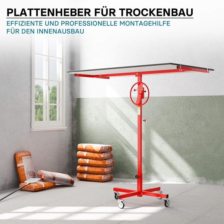 Montagehilfe für Gipskartonplatten Plattenheber für Trockenbau max. 40kg höhenverstellbar 170-290cm