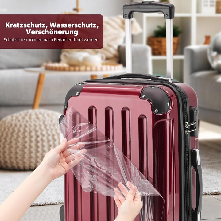 BEIBYE Hartschalen Koffer Trolley Rollkoffer Reisekoffer 4 Zwillingsrollen Polycabonat (Rot, Handgep