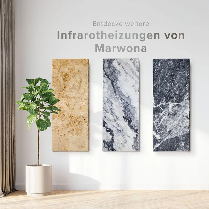 Marwona Naturstein Infrarotheizung mit Digitalthermostat I Qarama 800 W I Energiesparende Marmor Inf