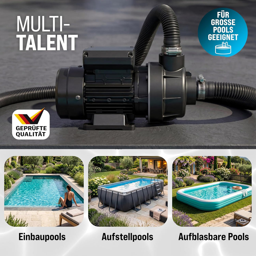 Monzana® Filterpumpe 10.200 l/h Poolpumpe Umwälzpumpe Sandfilter Pool Pumpe 8,5m Förderhöhe Poolfilt