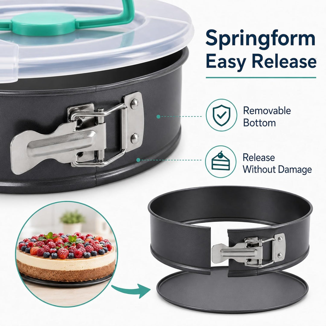 FARYODI Kuchenform Rund, Springform 28 cm rund aus Karbonstahl mit Granitbeschichtung, Backform mit