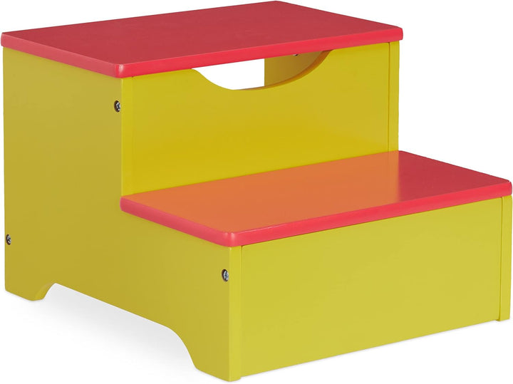 Relaxdays Tritthocker Kinder, Trittschemel mit 2 Stufen, 25 cm hoch, Bad, MDF, Kindertritt für Wasch