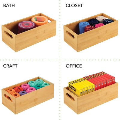 mDesign Aufbewahrungsbox für die Küche – praktische Holzbox mit integrierten Griffen – offene Ablage