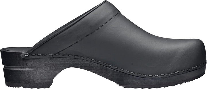 Sanita Christian offener Clog | Original handgemacht | Leder-Holzclogs für Männer 47 EU Schwarz, 47