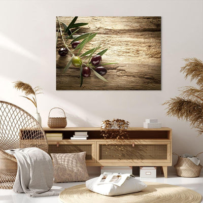 Bilder auf Leinwand 100x70cm Leinwandbild Oliv italien aroma diät Gross Wanddeko Bild Schlafzimmer K