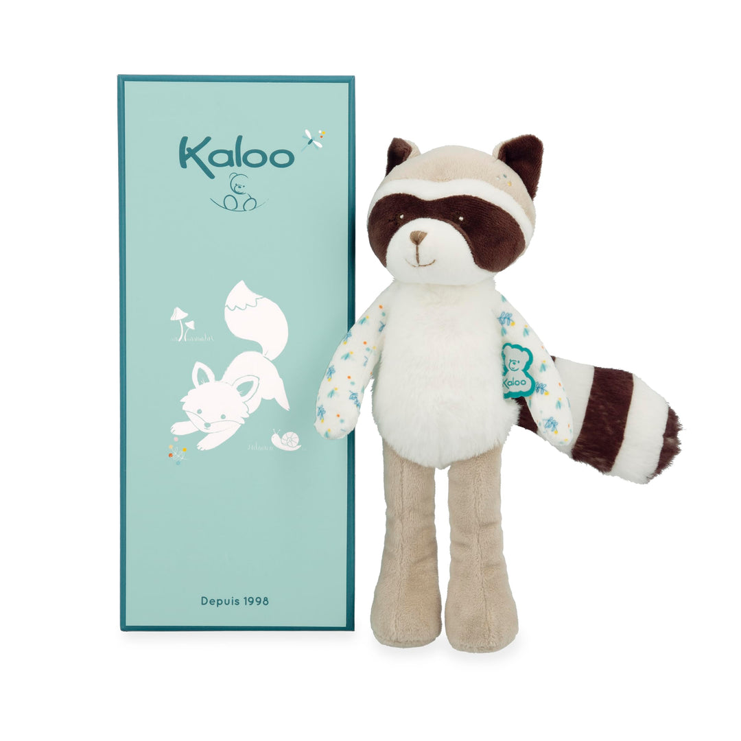 KALOO - Fripons - Gaston Waschbärpuppe - Babyplüsch und Schmusetuch - Ideal zur Geburt - Grau - 25 c