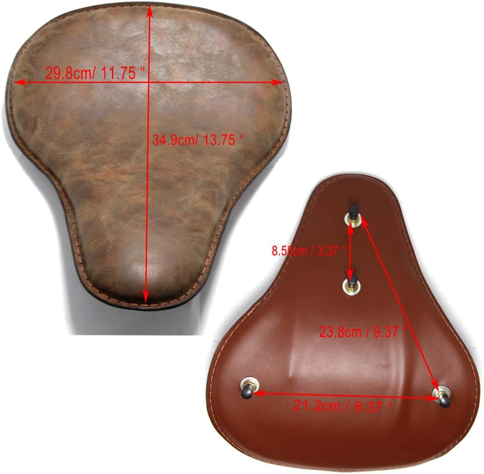 Retro Motorrad Leder Sitzpolster Sattel Solo Seat für Sportster Chopper Bobber #5-Retro Braun, #5-Re