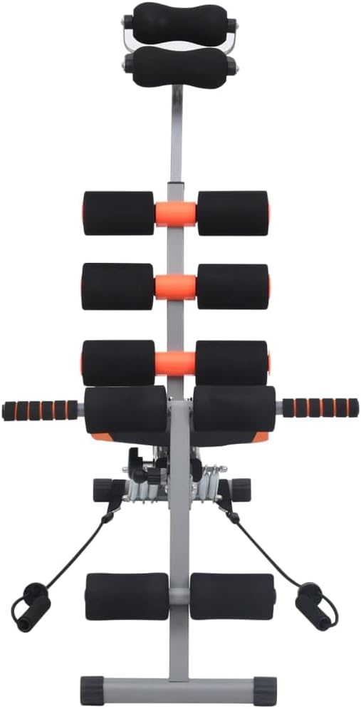 vidaXL Bauchtrainer in L-Form mit Elastischen Bändern Verstellbare Rückenlehne Rückentrainer Bauchmu