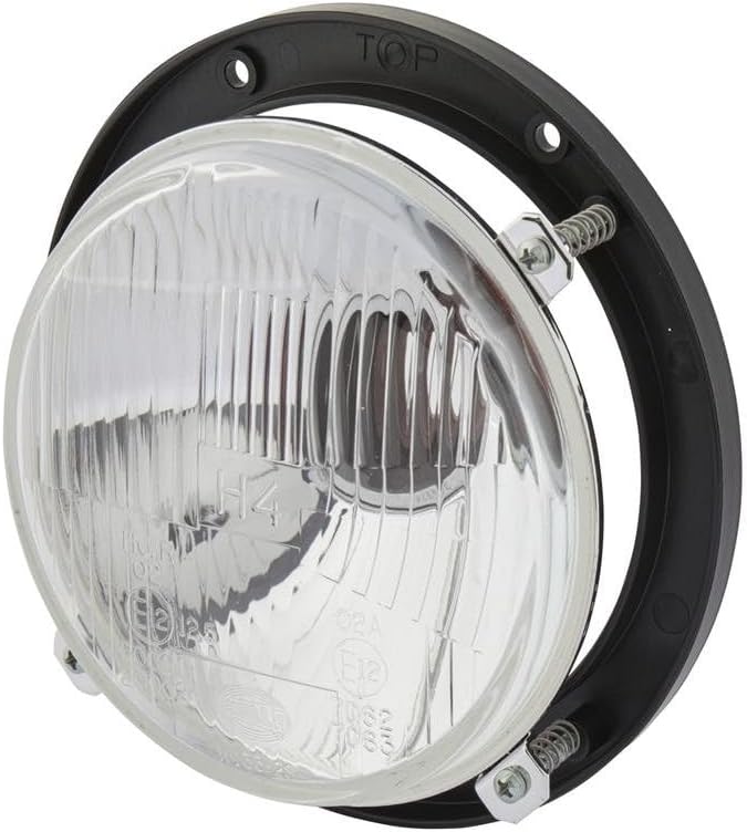HELLA - Halogen-Hauptscheinwerfer - 24/12V - rund - Einbau - gehärtete Streuscheibe - Stecker: Flach