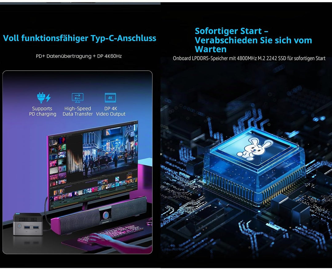 youyeetoo BY53 Mini PC, Intel N150 CPU - up to 3.6GHz, 12GB LPDDR5 4800MHz RAM, 0GB - 512GB M.2 NVME