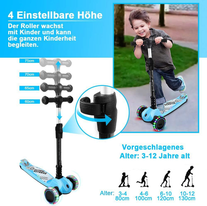 Kinder Roller, der Sichere Roller Kinder 3 Jahre, 4 Höhenverstellbare, Faltbar Lenker, 50 kg Belastb