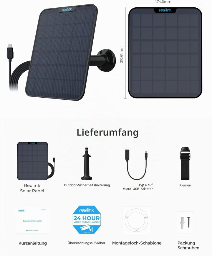 Reolink Solar Panel 2 Schwarz (5,8W)